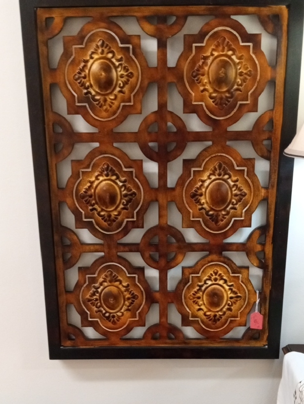 Decorative Metal Wall Panel in Antique Gold and Brown